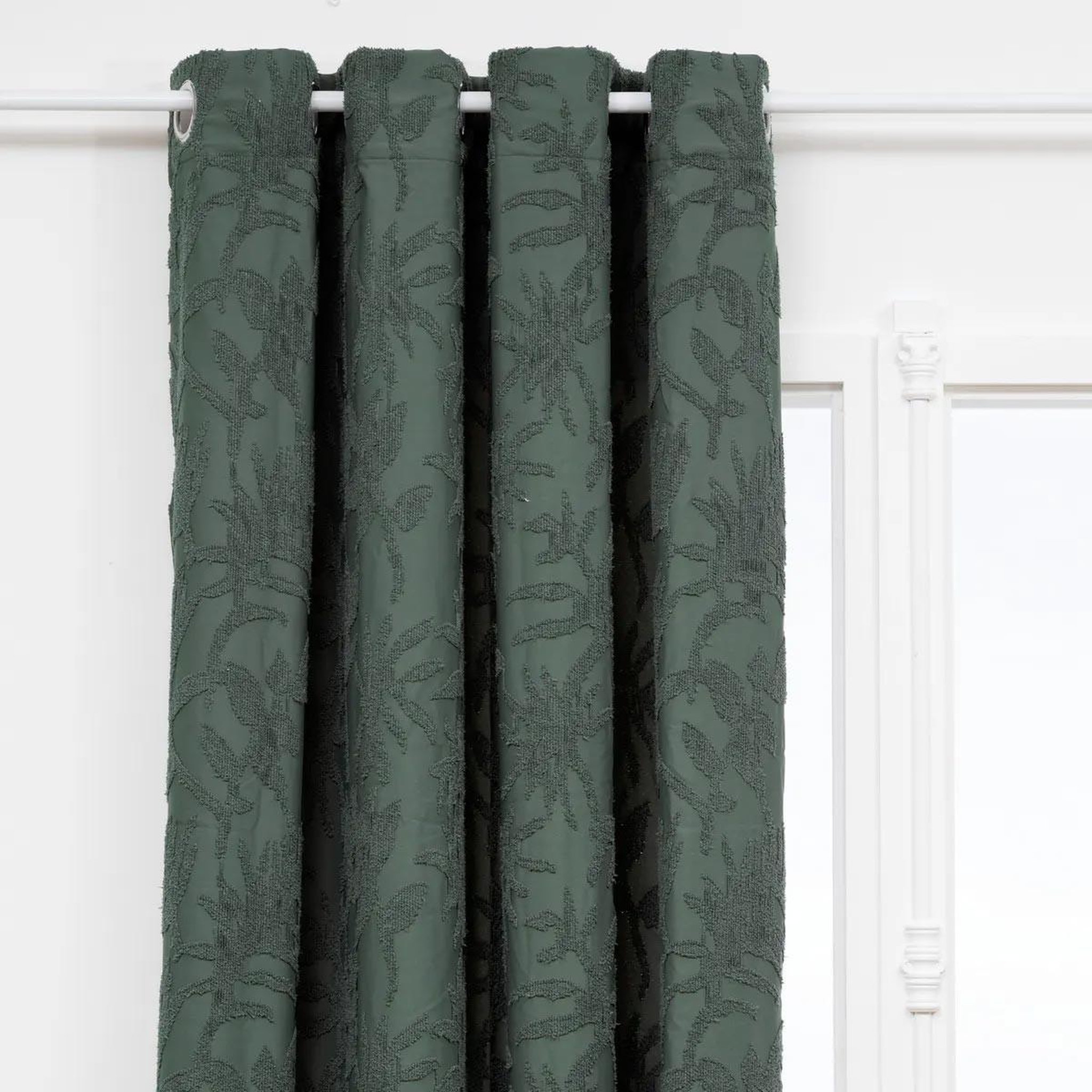 Voir la diapositive 2 : ATMOSPHERA Rideau à œillets tufté  willow  135x260cm vert kaki
