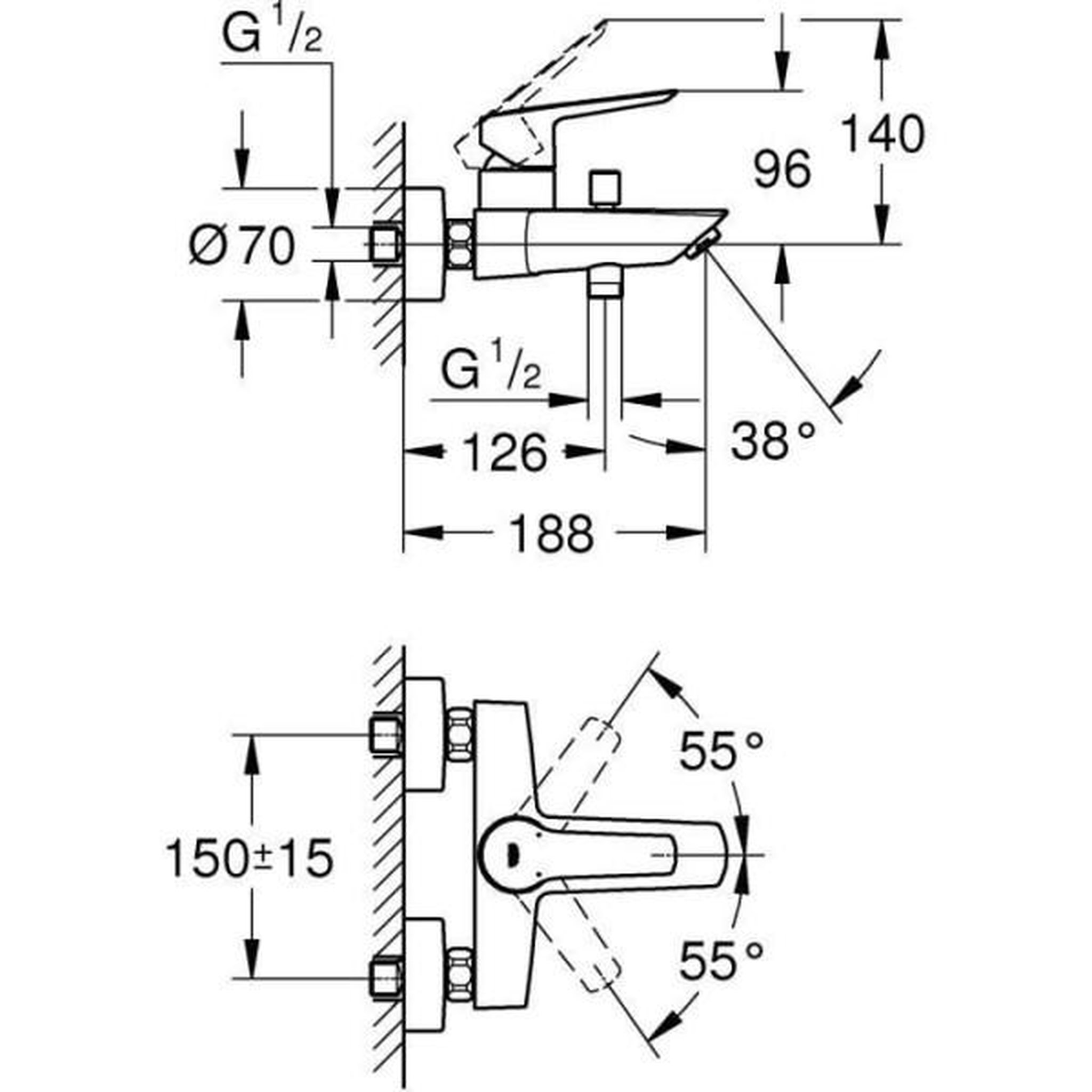 Voir la diapositive 6 : Grohe Mitigeur bain / douche start - grohe - 24206002 - inverseur automatique - mousseur économique - chromé