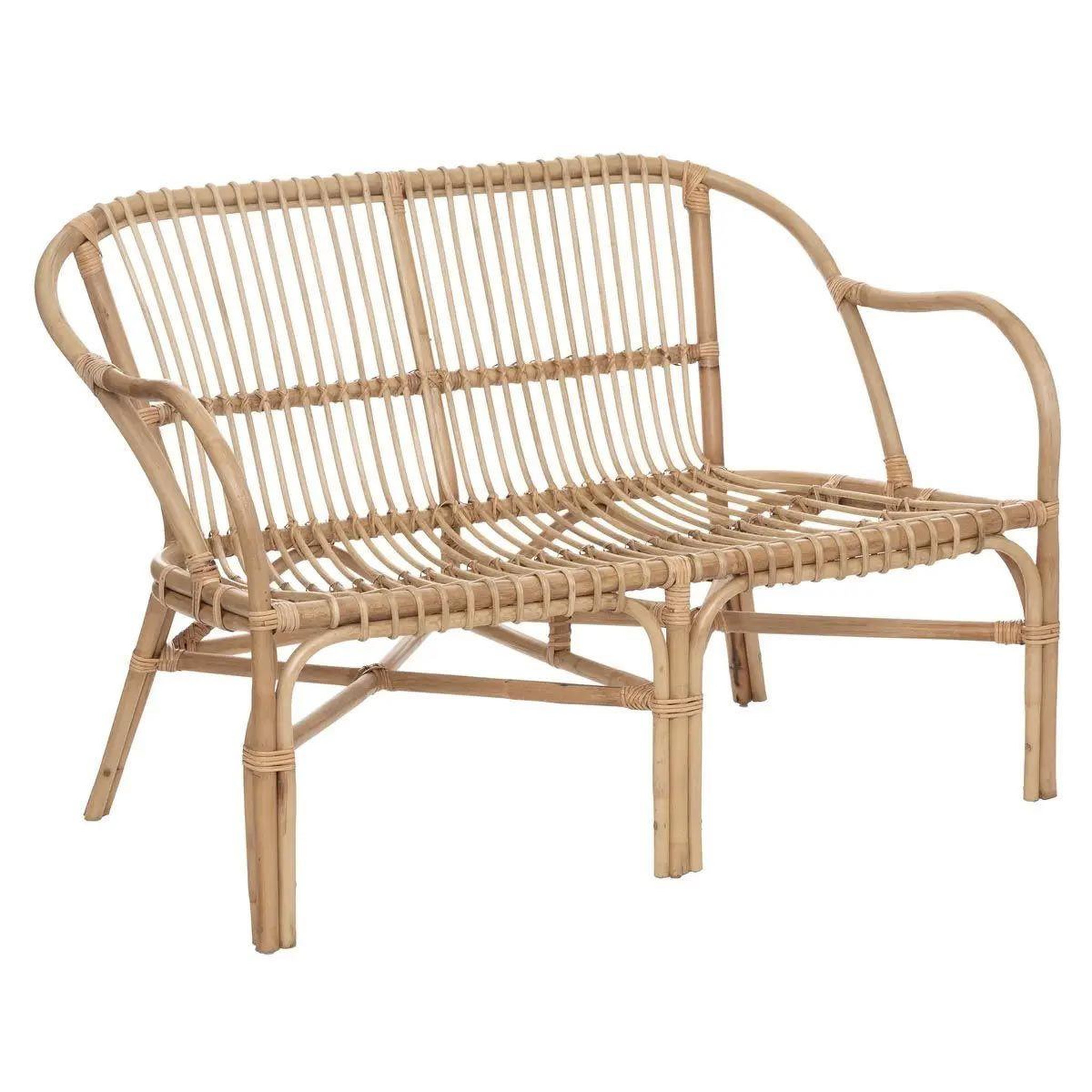 Voir la diapositive 2 : ATMOSPHERA Banc 2 places en rotin  neta  110cm naturel & blanc