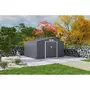 MARKET24 Abri de jardin en métal 10,85 m² - 340 x 319 x 210 cm - Kit d'ancrage inclus - Gris