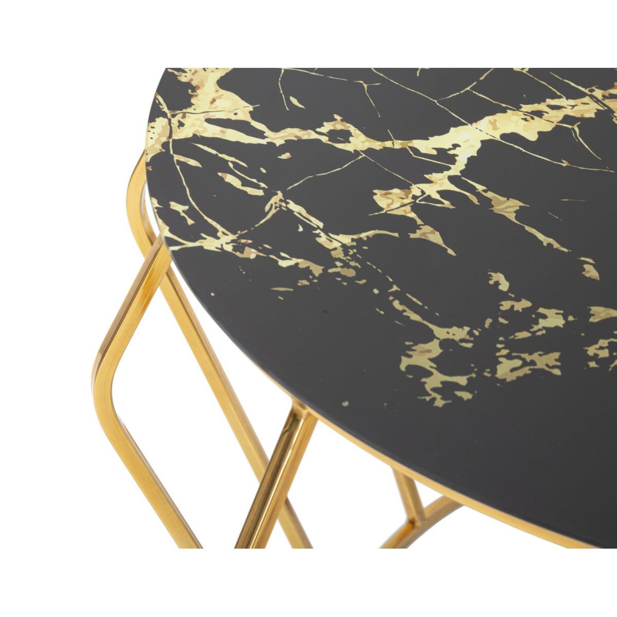 Voir la diapositive 3 : Paris Prix Table basse effet marbre  history  78cm noir & or
