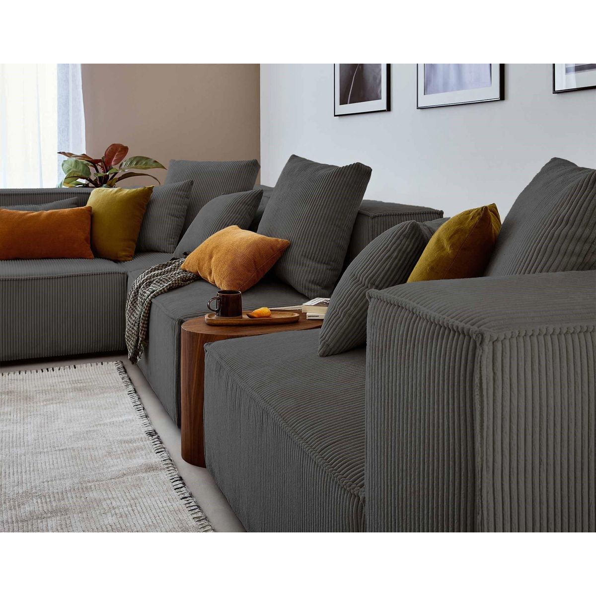 LISA DESIGN Colombine - canapé modulable d'angle gauche - 6 places - en velours côtelé