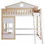 Voir la diapositive 6 : MERAX Lit combiné enfant 90x200cm coloris blanc+naturel bois massif