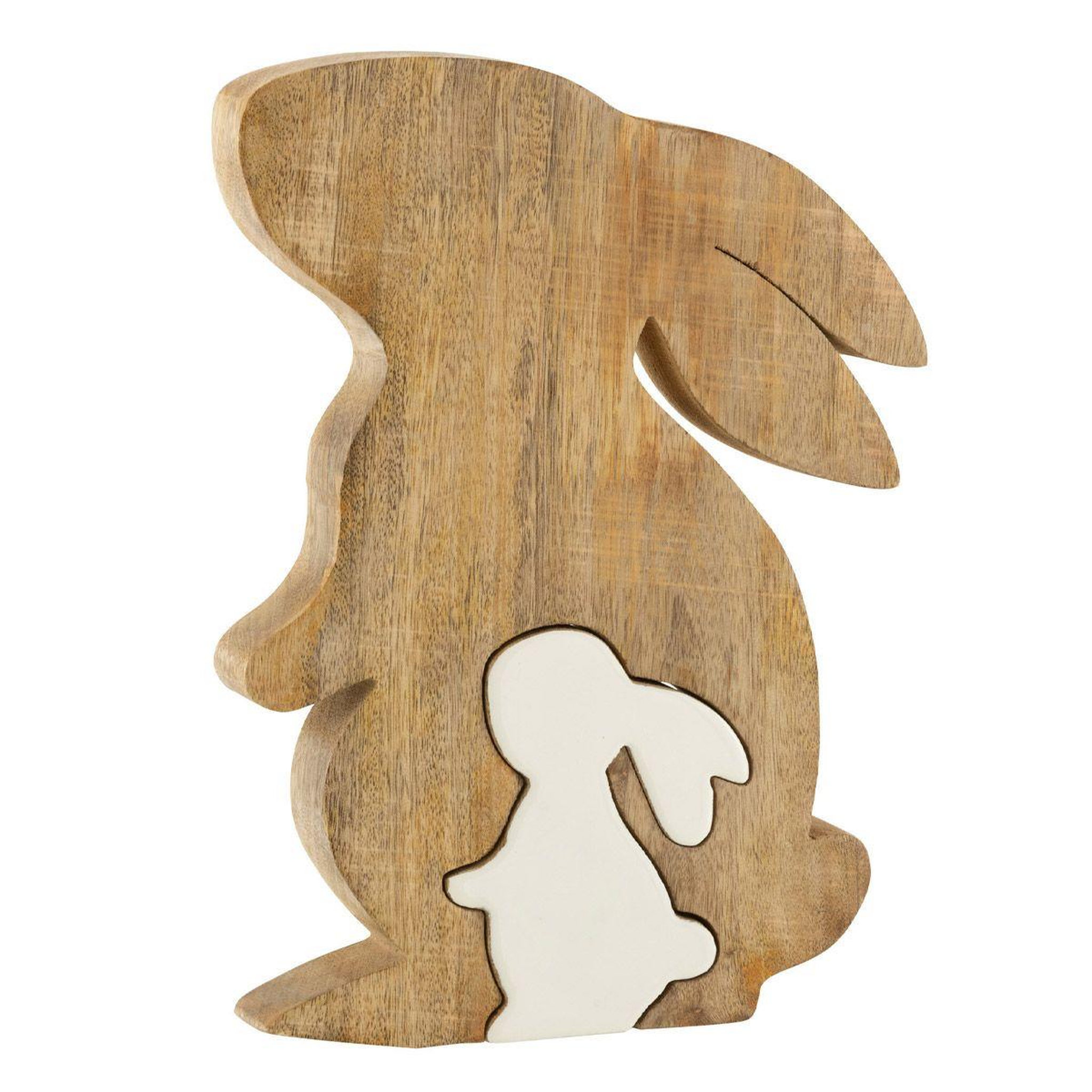 J-LINE Statuette déco  lapin de profil  30cm naturel