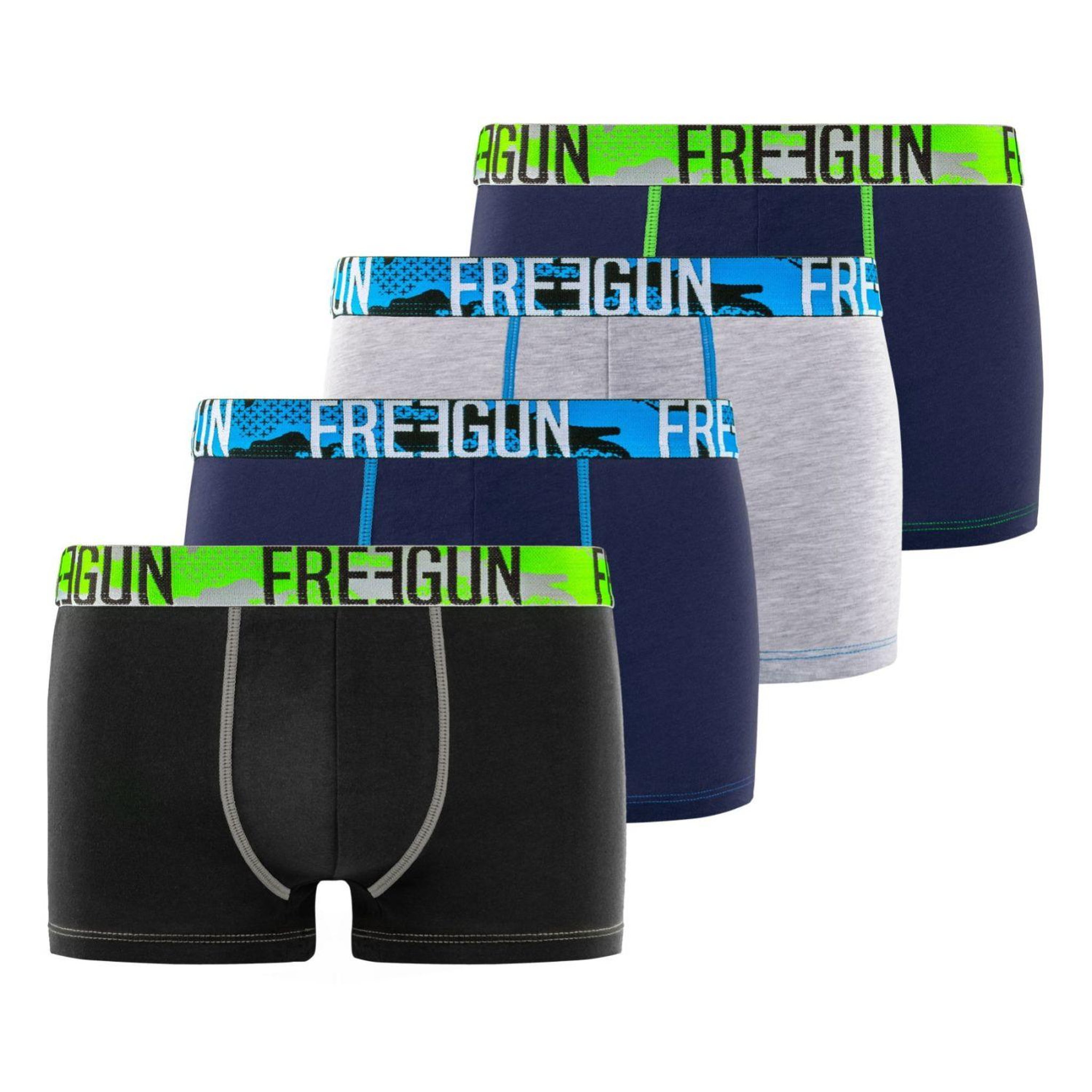 Voir la diapositive 1 : FREEGUN Lot de 4 boxers homme en coton