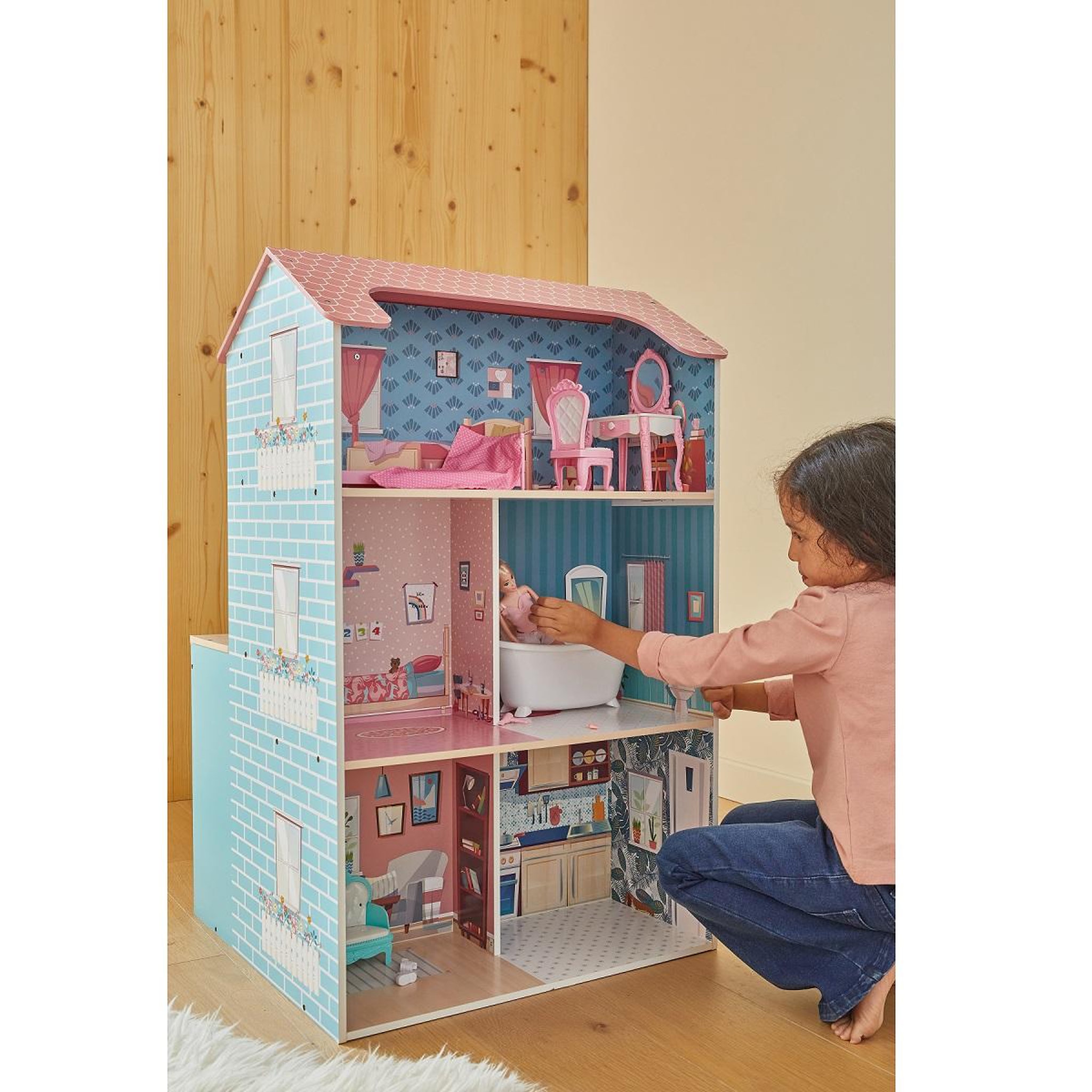 Voir la diapositive 8 : One Two Fun Maison et cuisine en bois 2 en 1