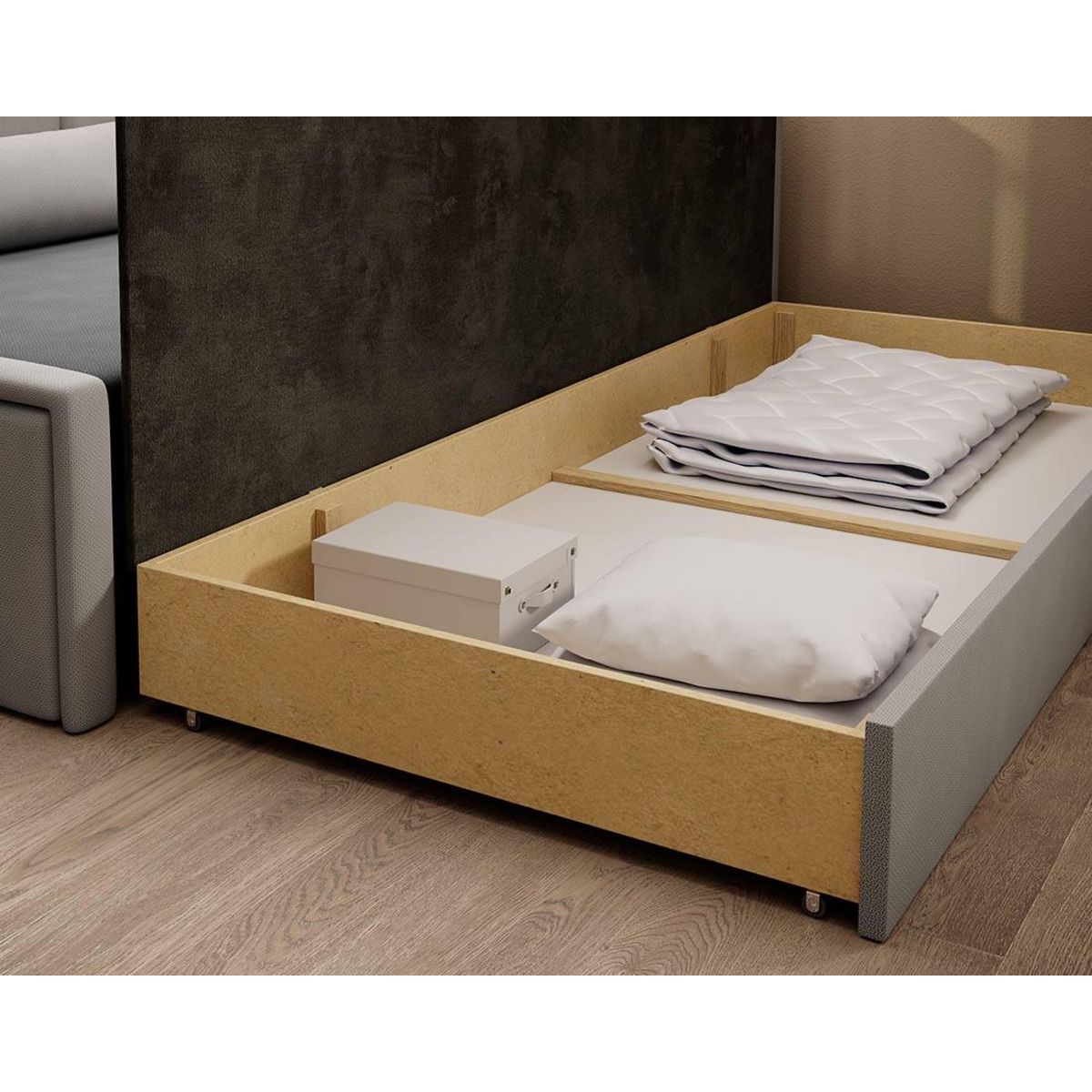 BEST MOBILIER James - canapé 3 places droit convertible avec coffre en velours