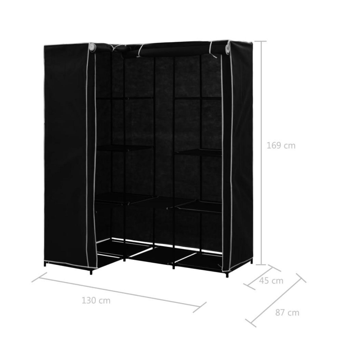 VIDAXL Garde-robe d'angle Noir 130x87x169 cm