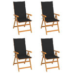VIDAXL Chaises de jardin lot de 4 avec coussins noir Bois teck solide