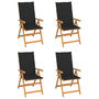 Voir la diapositive 1 : VIDAXL Chaises de jardin lot de 4 avec coussins noir Bois teck solide