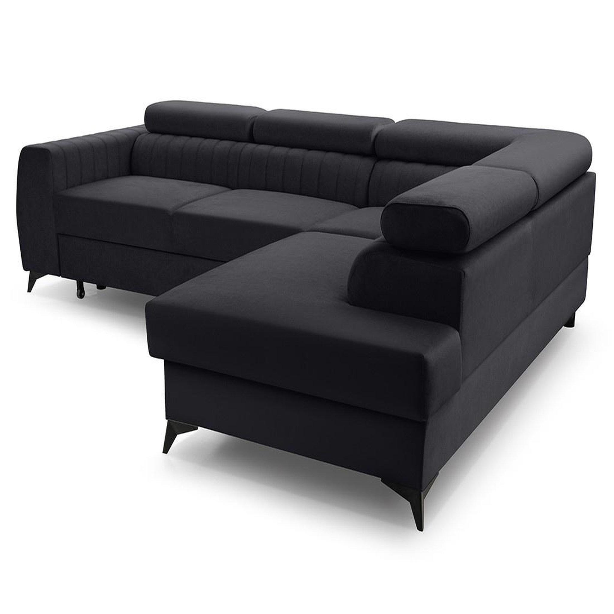 Voir la diapositive 6 : BEST MOBILIER Aneta - canapé d'angle droit 5 places - convertible avec coffre et têtières - en velours