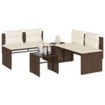 VIDAXL Salon de jardin 4 pcs avec coussins marron resine tressee