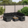 Voir la diapositive 1 : VIDAXL Salon de jardin 8 pcs avec coussins noir resine tressee