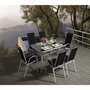 Voir la diapositive 2 : Habitat et Jardin Table et chaises de jardin en textilène  Cordoba  - Phoenix - 6 places - Noir