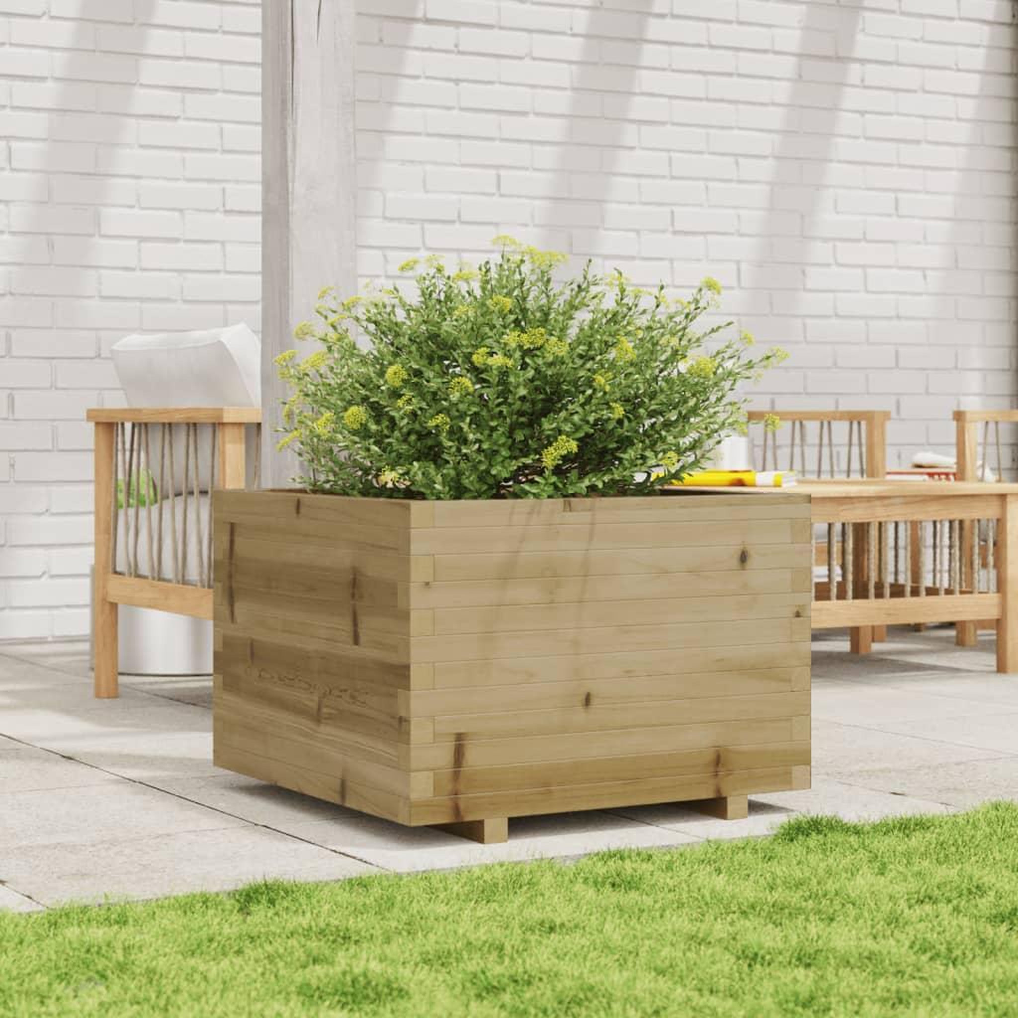 Voir la diapositive 3 : VIDAXL Jardiniere 70x70x49,5 cm bois de pin impregne