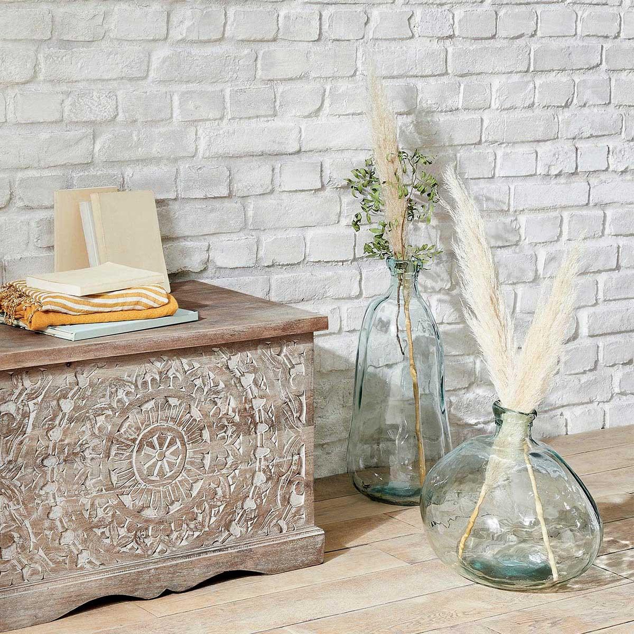 Voir la diapositive 2 : ATMOSPHERA Vase bouteille en verre  uly  73cm transparent