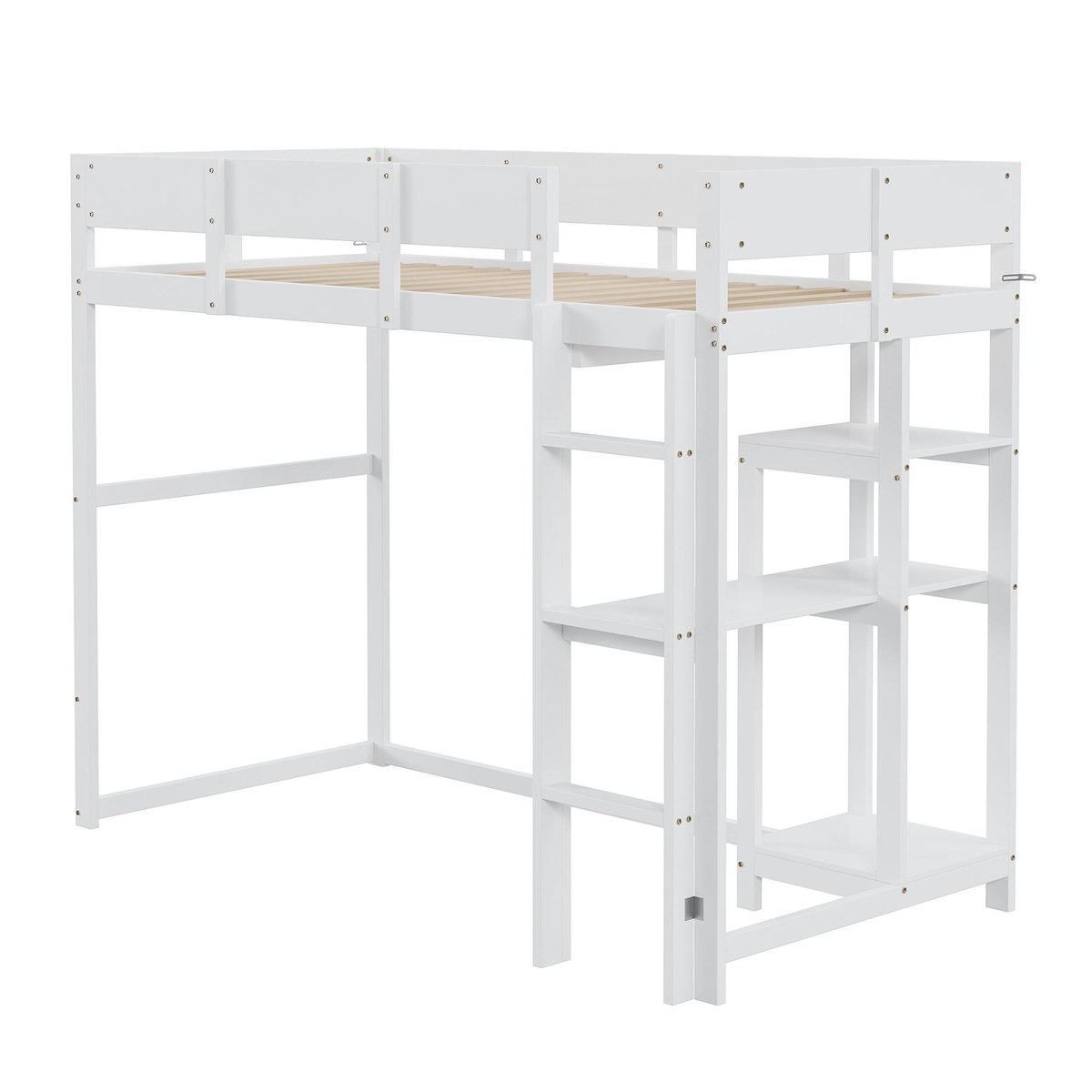 MERAX Lit mezzanine 90x200 cm coloris blanc bois massif
