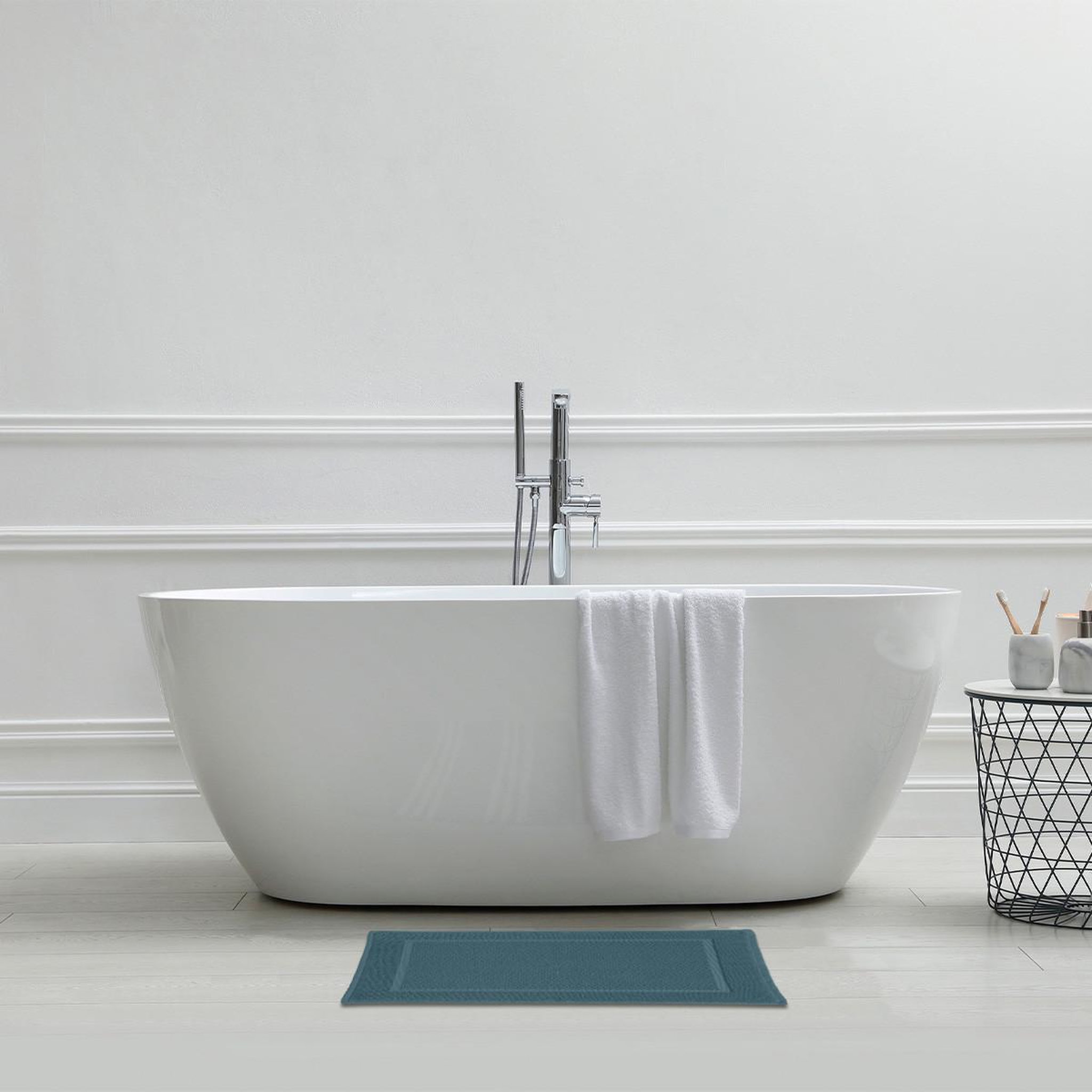 Voir la diapositive 2 : GUY LEVASSEUR Tapis de bain uni en coton éponge Oeko-Tex 50x70cm