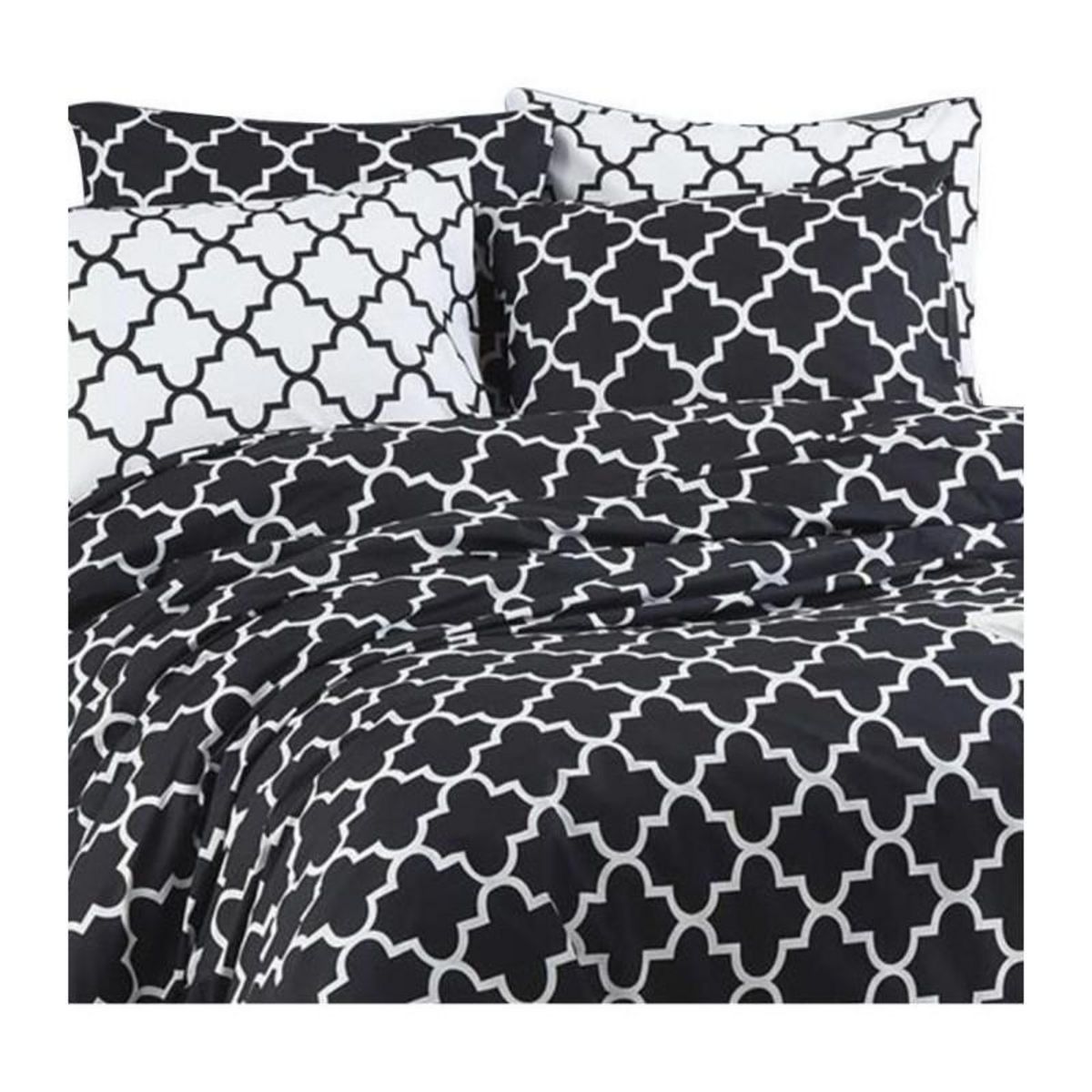 GENERIQUE Parure de lit - 1 housse de couette 220 x 240 cm + 2 taies d'oreiller 60 x 60 cm - 100% coton renforcé - Noir