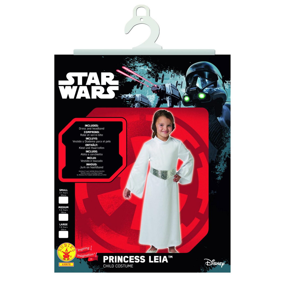 Rubie's Déguisement Princesse Leia - Star Wars - Enfant - 3/4 ans (96 à 104 cm)