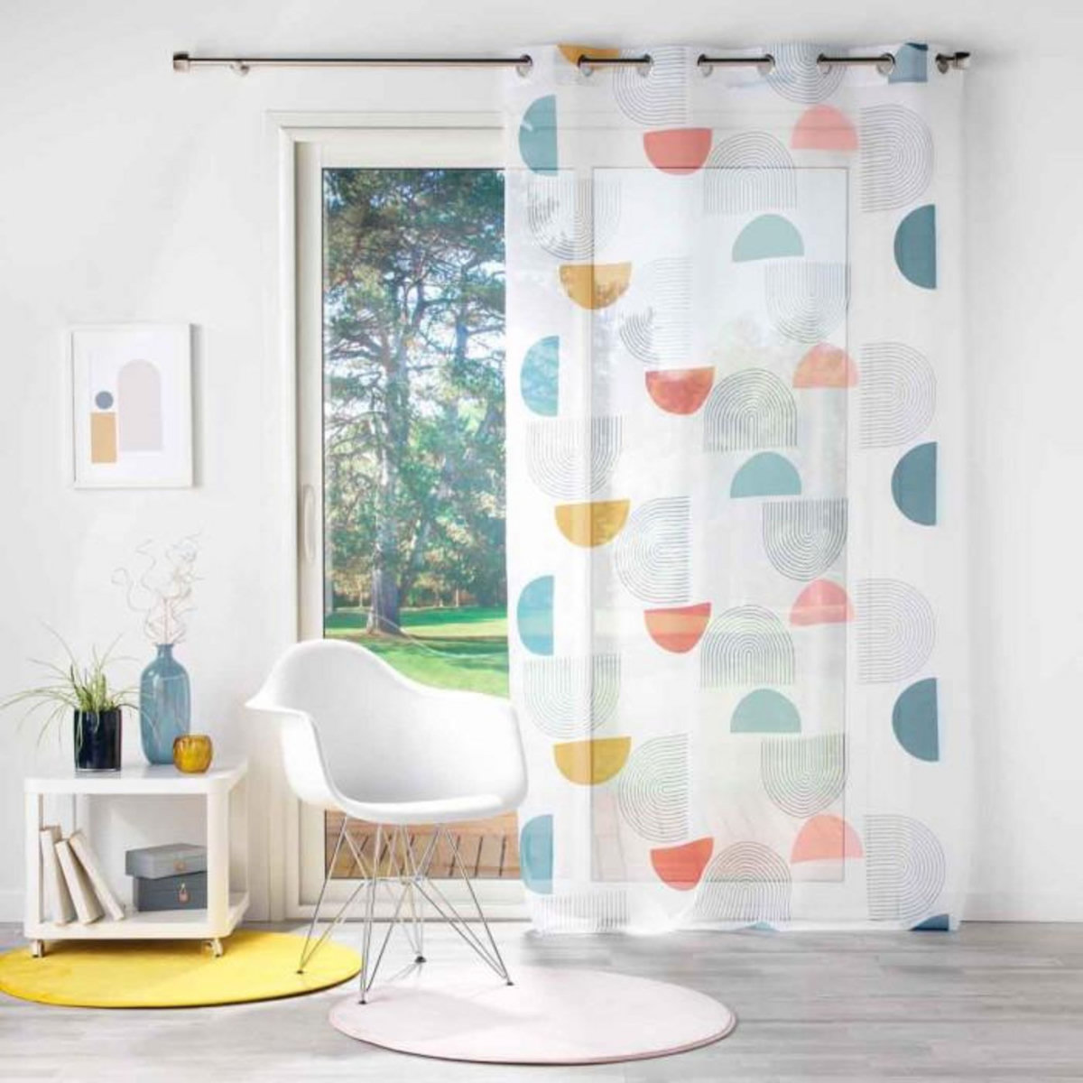 Paris Prix Rideau Voilage à Œillets  Pop Art  140x240cm Bleu