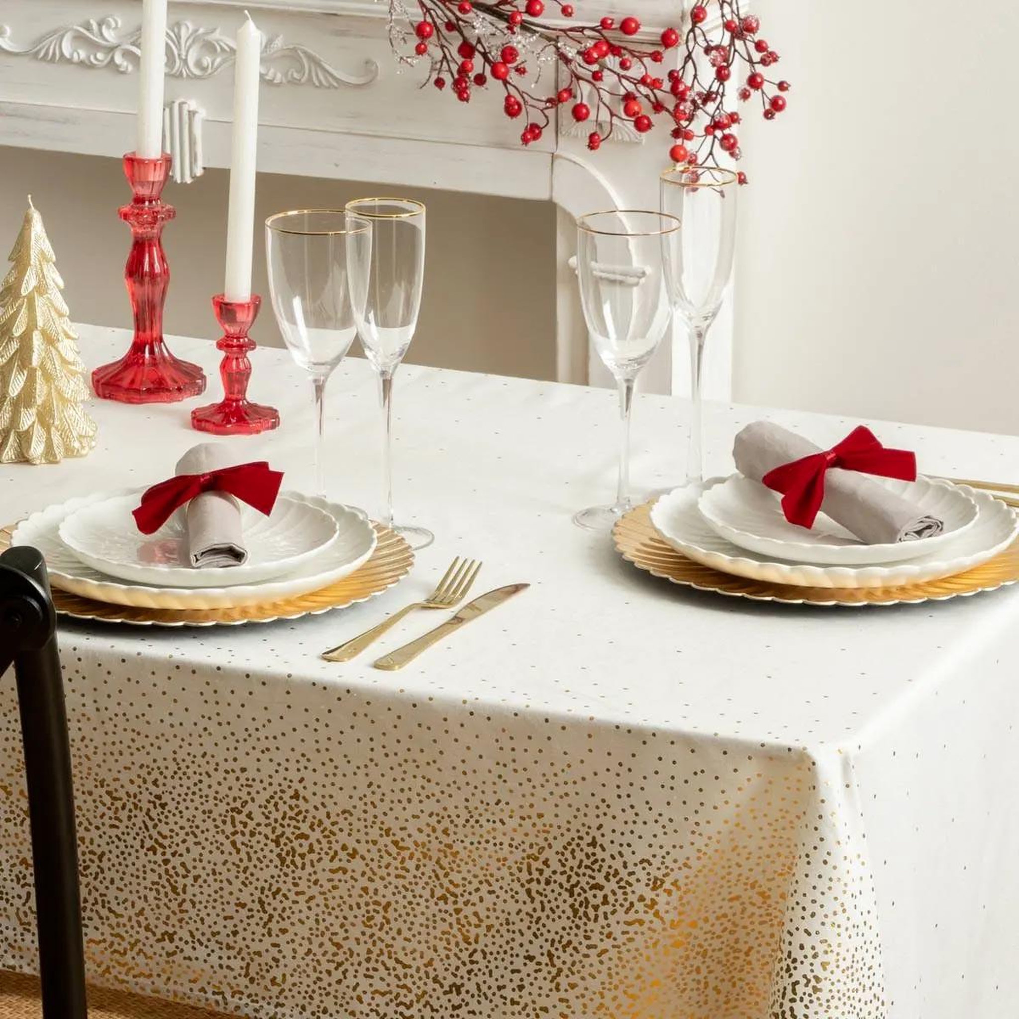 Voir la diapositive 2 : FEERIC LIGHT & CHRISTMAS Nappe de noël motifs léopard