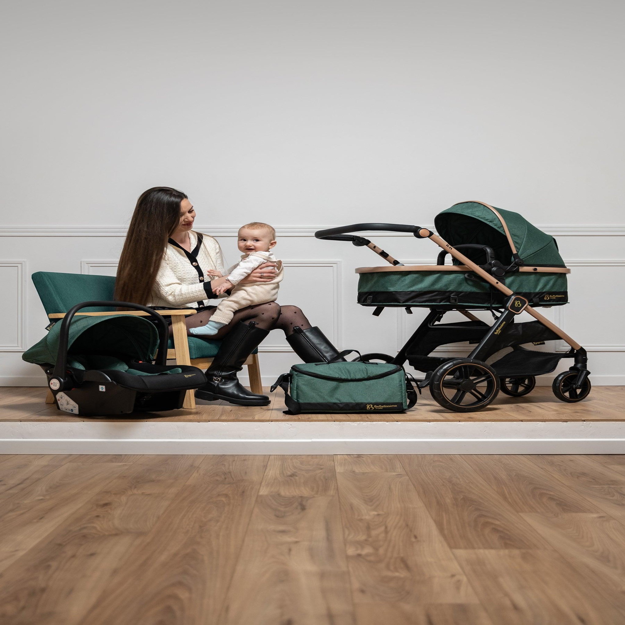Voir la diapositive 4 : BEBELISSIMO Bebelissimo - Poussette transformable - combinée - 2 en 1 - poids 0-22kg - IRIS- vert