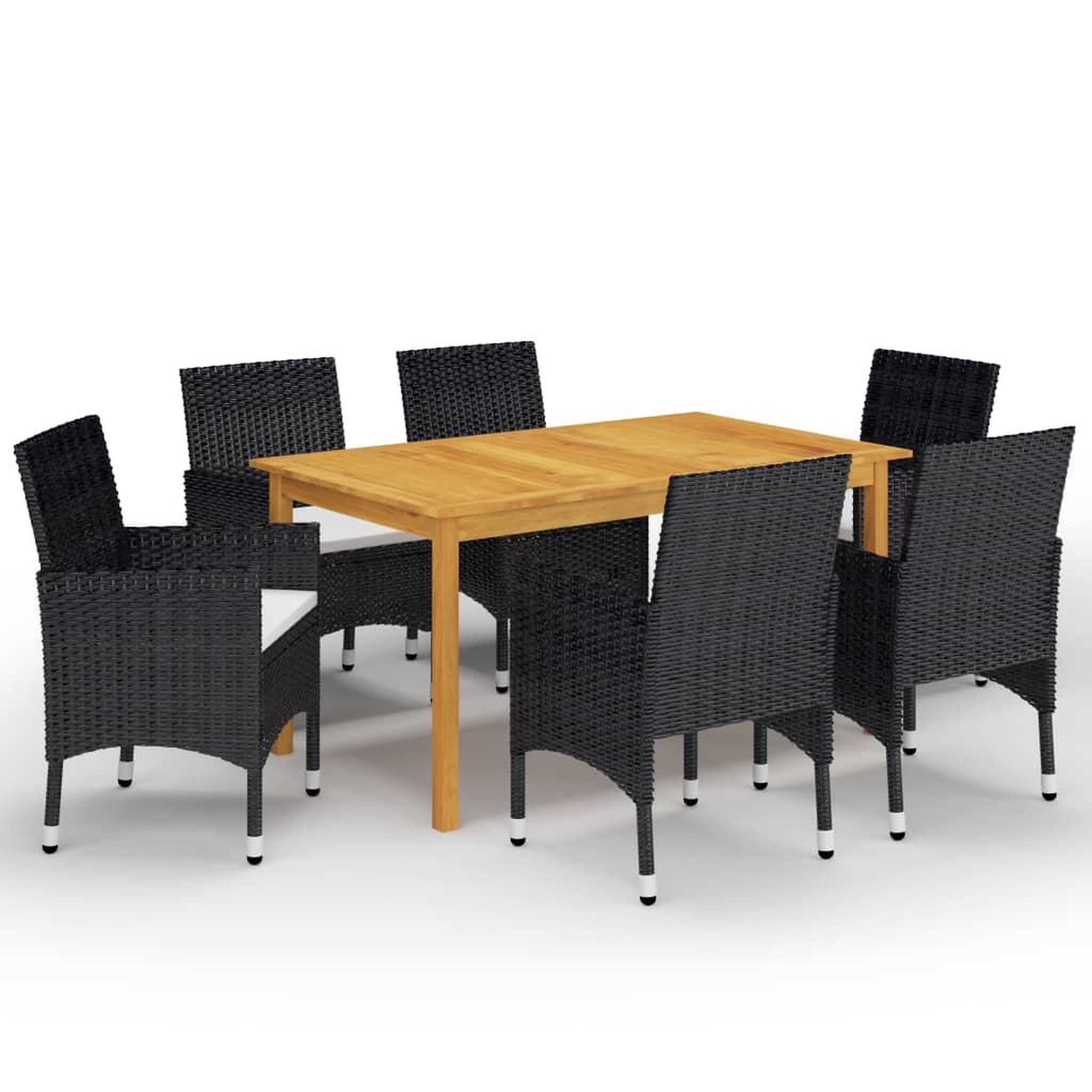Voir la diapositive 1 : VIDAXL Ensemble a manger de jardin 7 pcs Noir