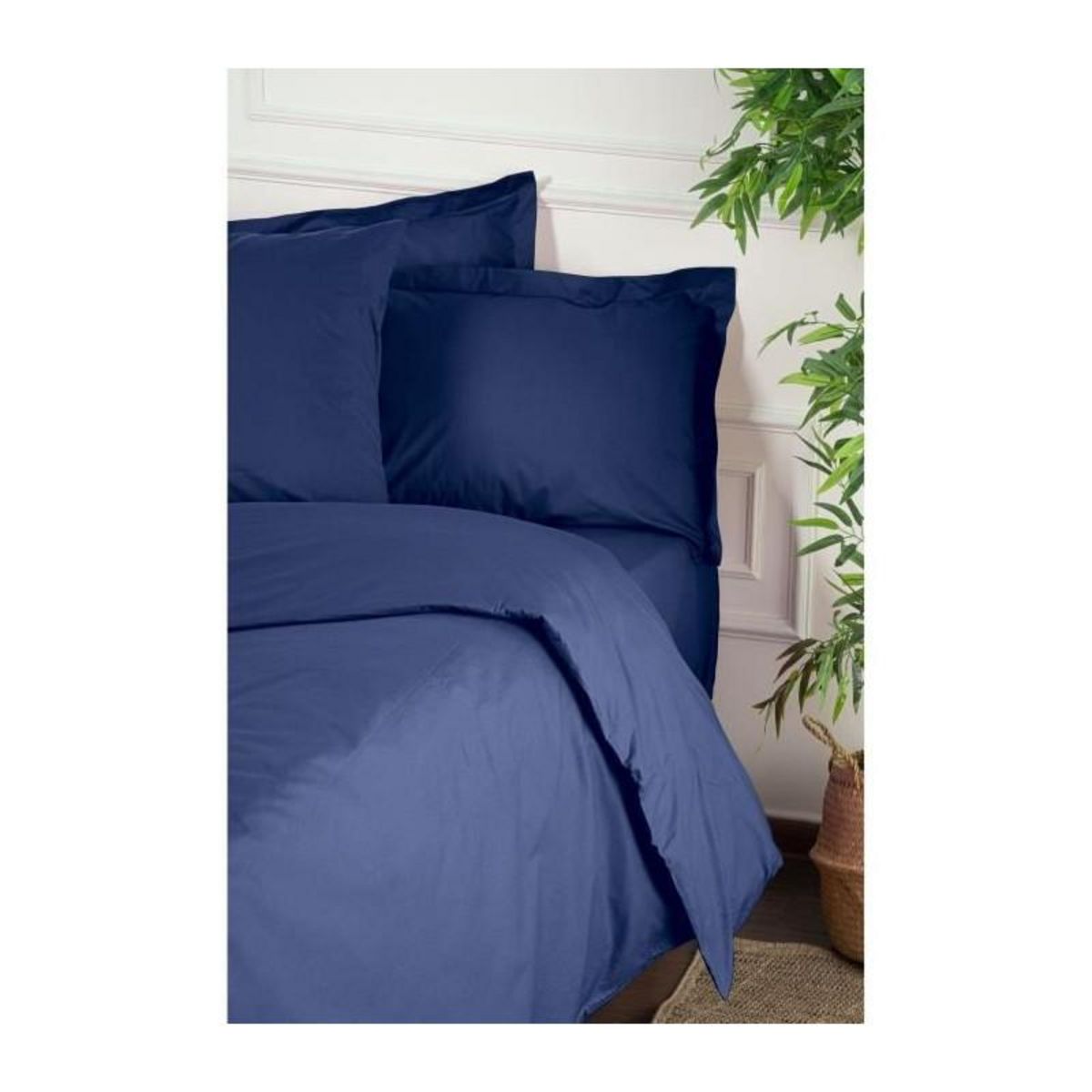 GENERIQUE Parure de lit - 1 housse de couette 220 x 240 cm + 2 taies d'oreiller 60 x 60 cm - 100% coton renforcé - Bleu