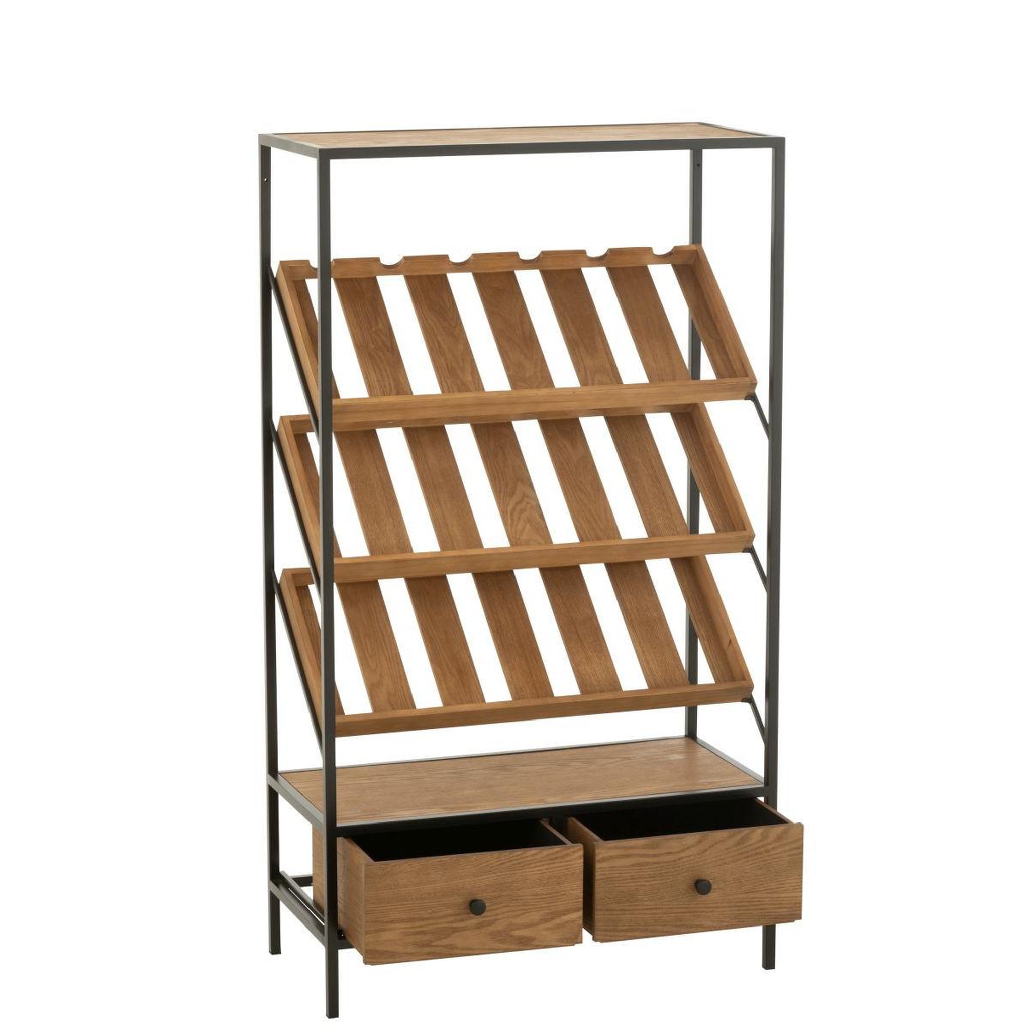Voir la diapositive 3 : J-LINE Meuble de bar 18 bouteilles  wine  125cm naturel