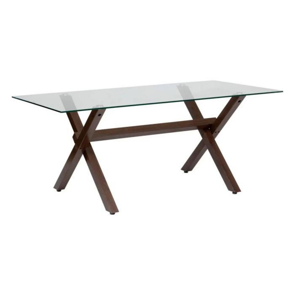 ATMOSPHERA Table à Manger en Verre  Jorel  180cm Transparent & Marron