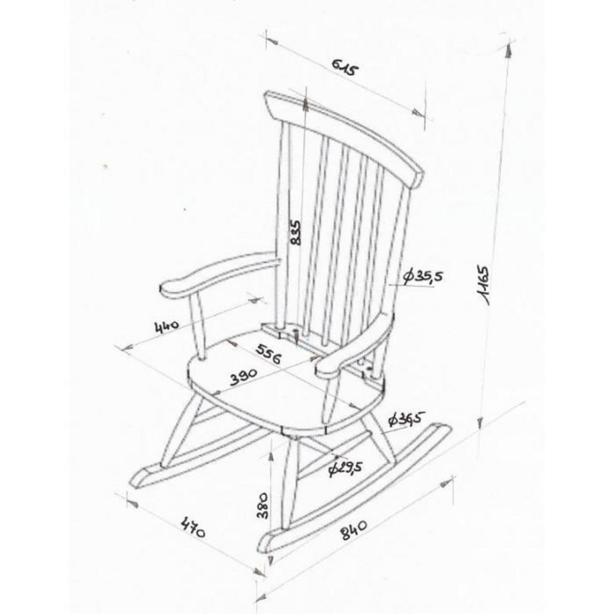 Paris Prix Fauteuil à Bascule en Bois  Rocky  124cm Gris