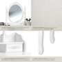 Voir la diapositive 4 : tectake Coiffeuse table de maquillage au look vintage avec tabouret rembourré blanc