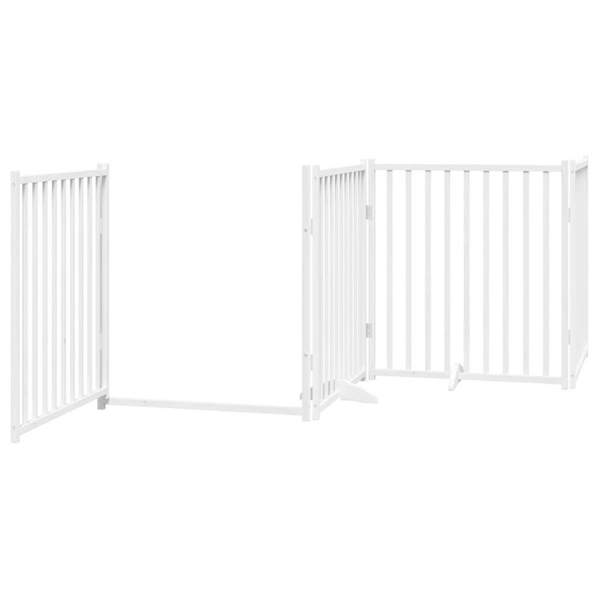 Voir la diapositive 4 : VIDAXL Barriere pour chiens avec porte 4 panneaux bois de sapin massif