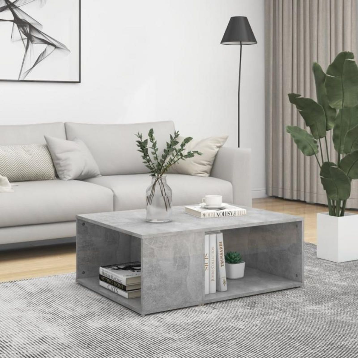 VIDAXL Table basse gris béton 90x67x33 cm bois d ingénierie