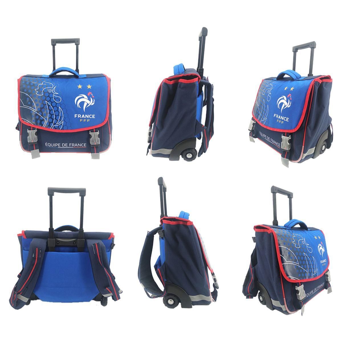 FFF Cartable à roulettes 41 cm bleu et rouge