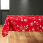 Paris Prix Nappe Imprimé Métallisé  Bloomy  150x300cm Rouge & Or