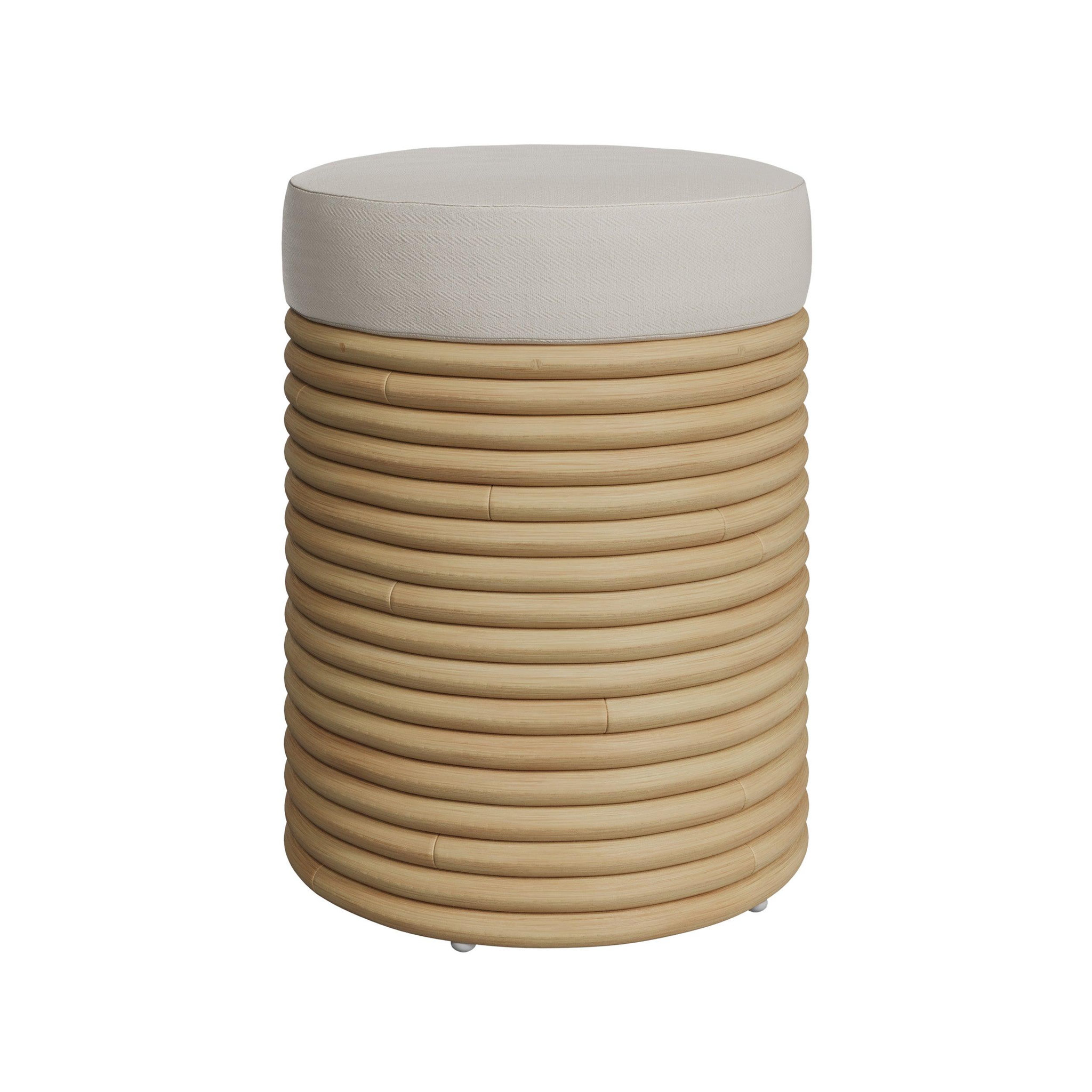 MAISON PAVANE Tabouret en rotin et tissu crème h 43 cm-théa