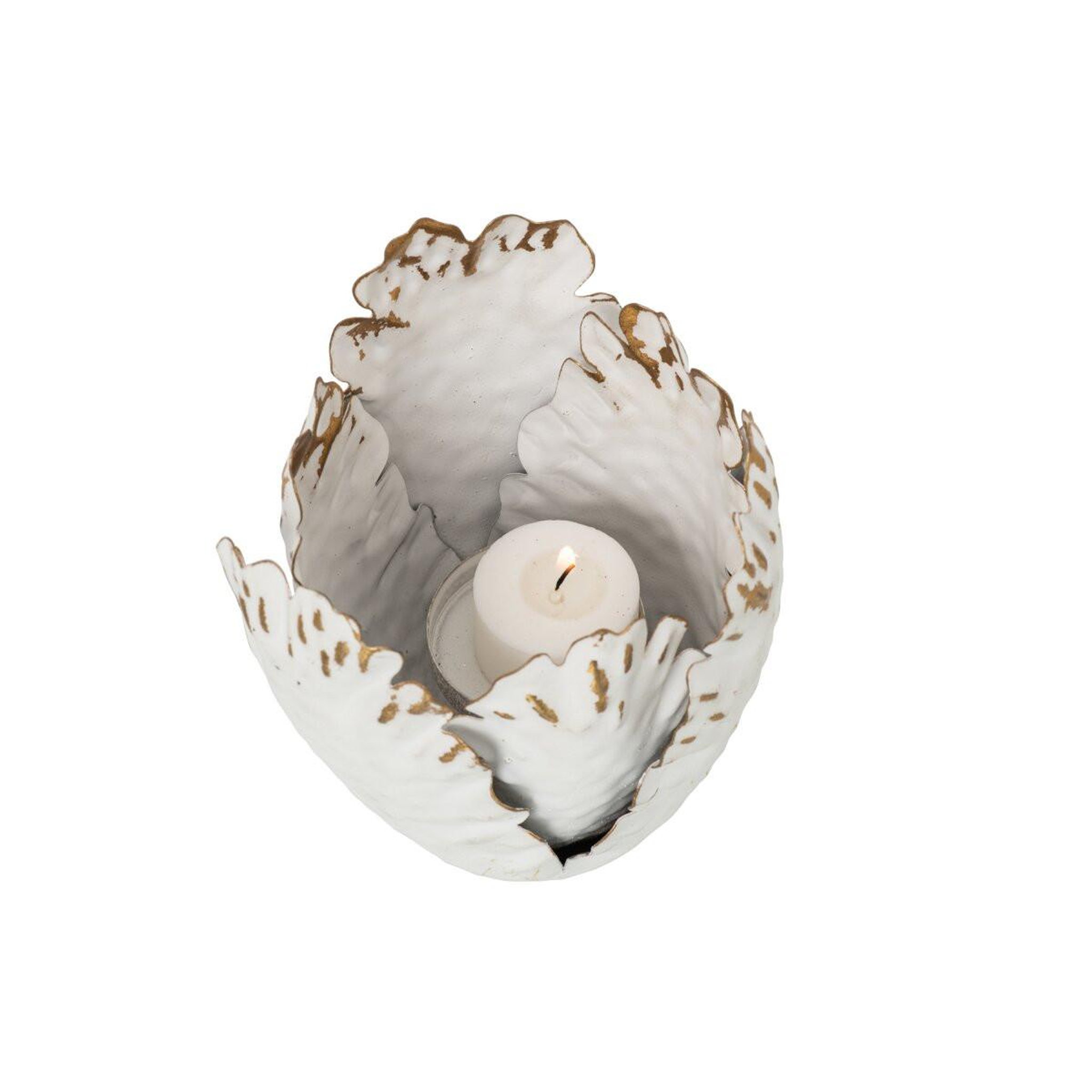 Voir la diapositive 3 : J-LINE Lot de 2 photophores tulipes  vidal  17cm blanc