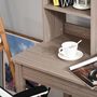 Voir la diapositive 4 : HOMCOM Bureau bibliothèque 2 en 1 - 3 niches 4 espaces de rangement - panneaux particules aspect bois marron clair métal noir