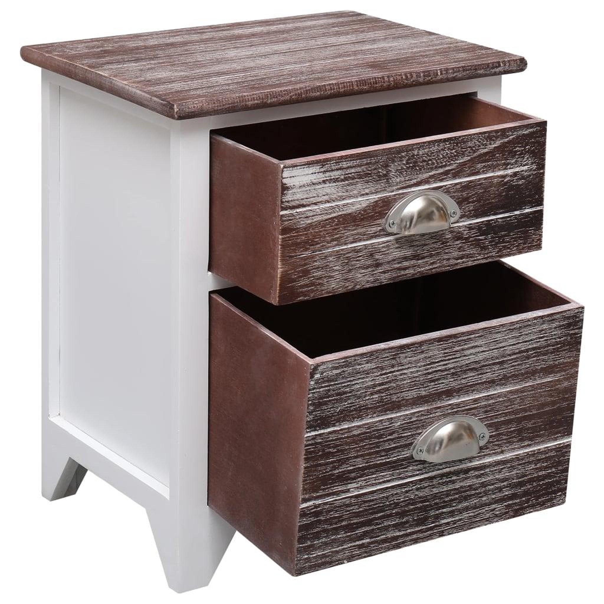Voir la diapositive 3 : VIDAXL Table de chevet Marron et blanc 38x28x45 cm Bois de Paulownia