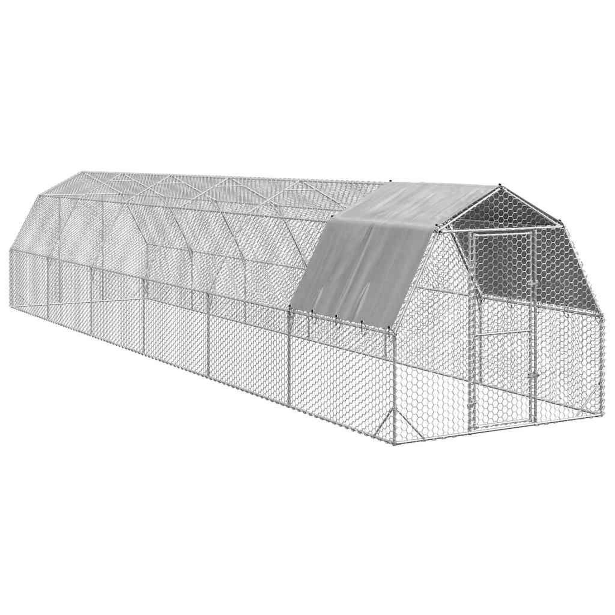 VIDAXL Poulailler avec toit 2,5x12x2,25 m acier galvanise