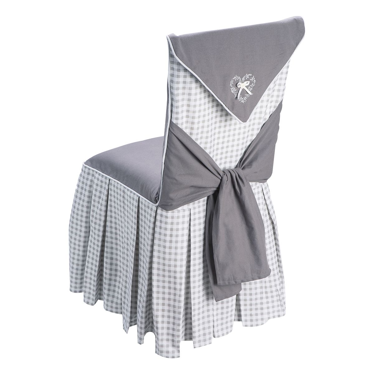 Housse de chaise brodé et imprimé vichy JOSEPHINE