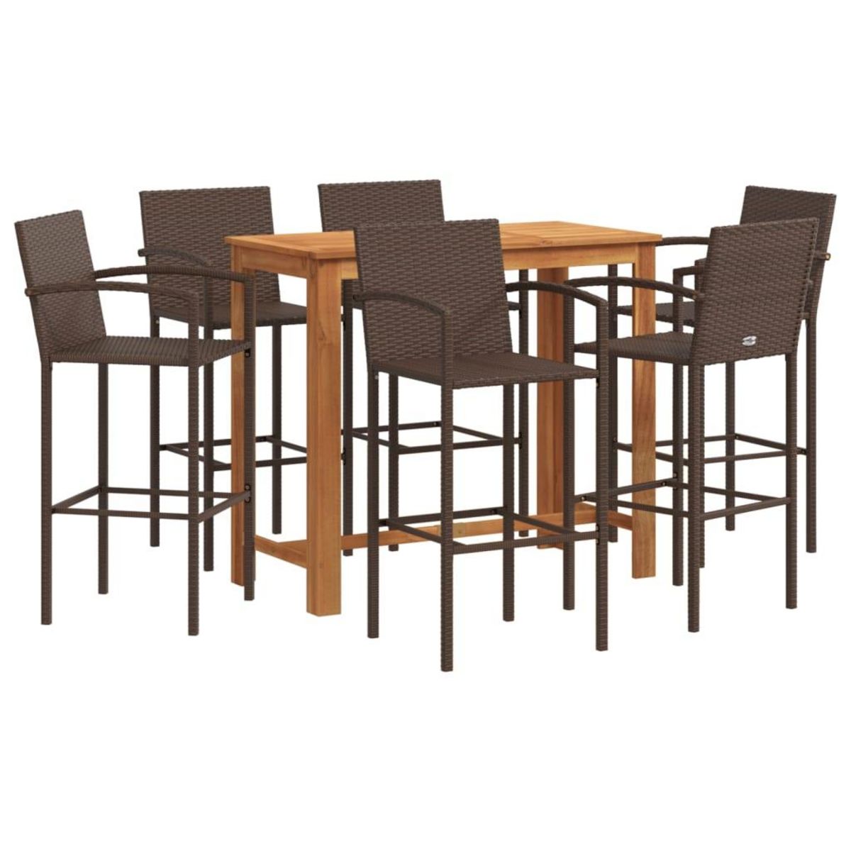 VIDAXL Ensemble de bar de jardin 7 pcs marron bois massif acacia rotin