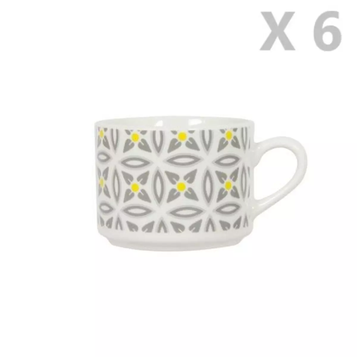 TOILINUX 6 Tasses en porcelaine Aristo - Blanc décoré