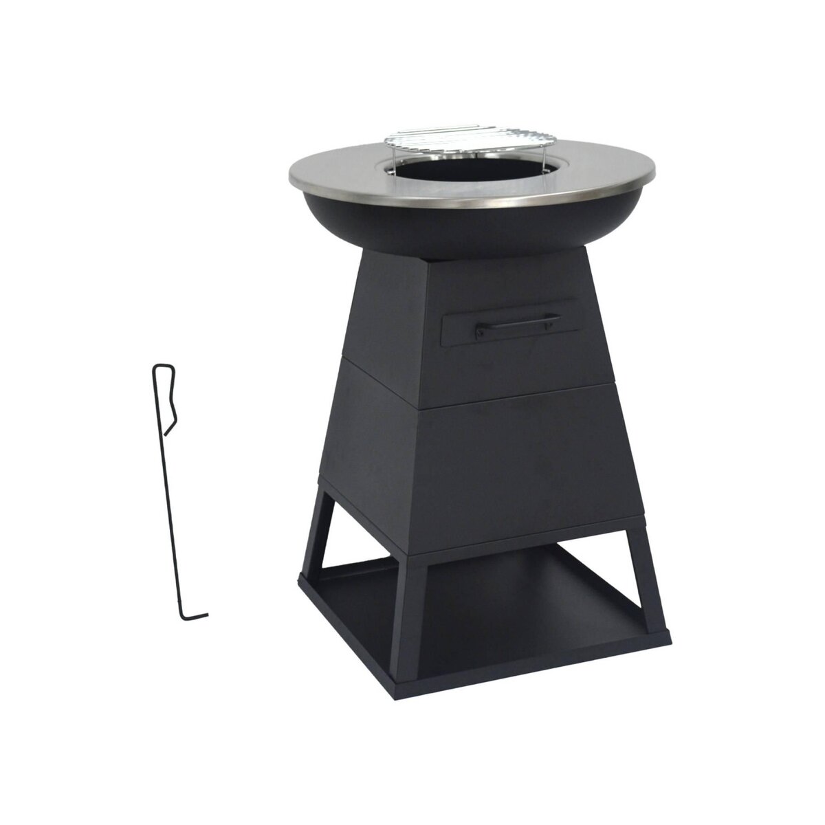 SWEEEK Brasero barbecue Ø60cm noir avec grille de cuisson et espace de rangement - Izalco