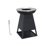 SWEEEK Brasero barbecue Ø60cm noir avec grille de cuisson et espace de rangement - Izalco