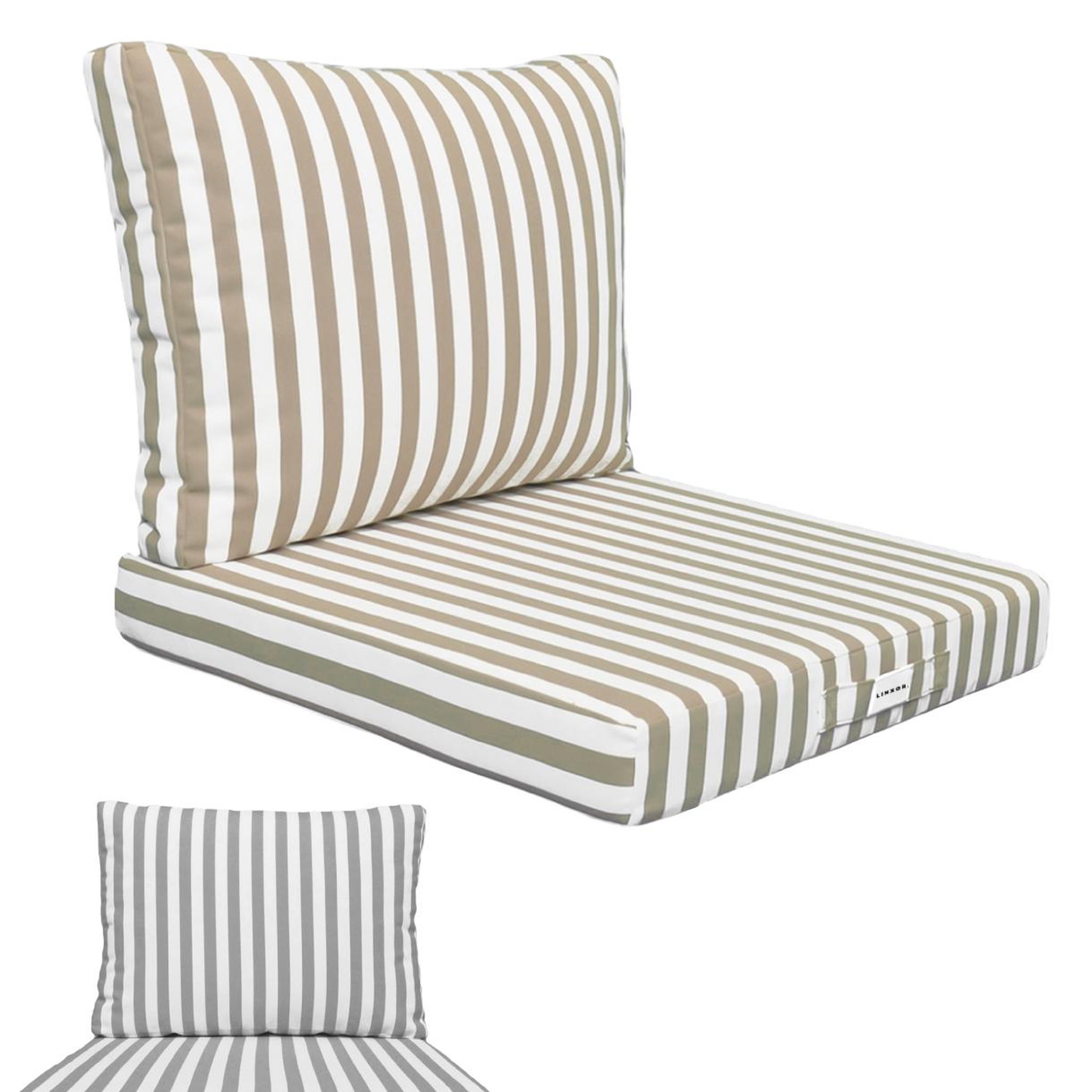 LINXOR Kit de coussins pour salon de jardin déhoussables - 50 x 50 cm. Coloris disponibles : Gris
