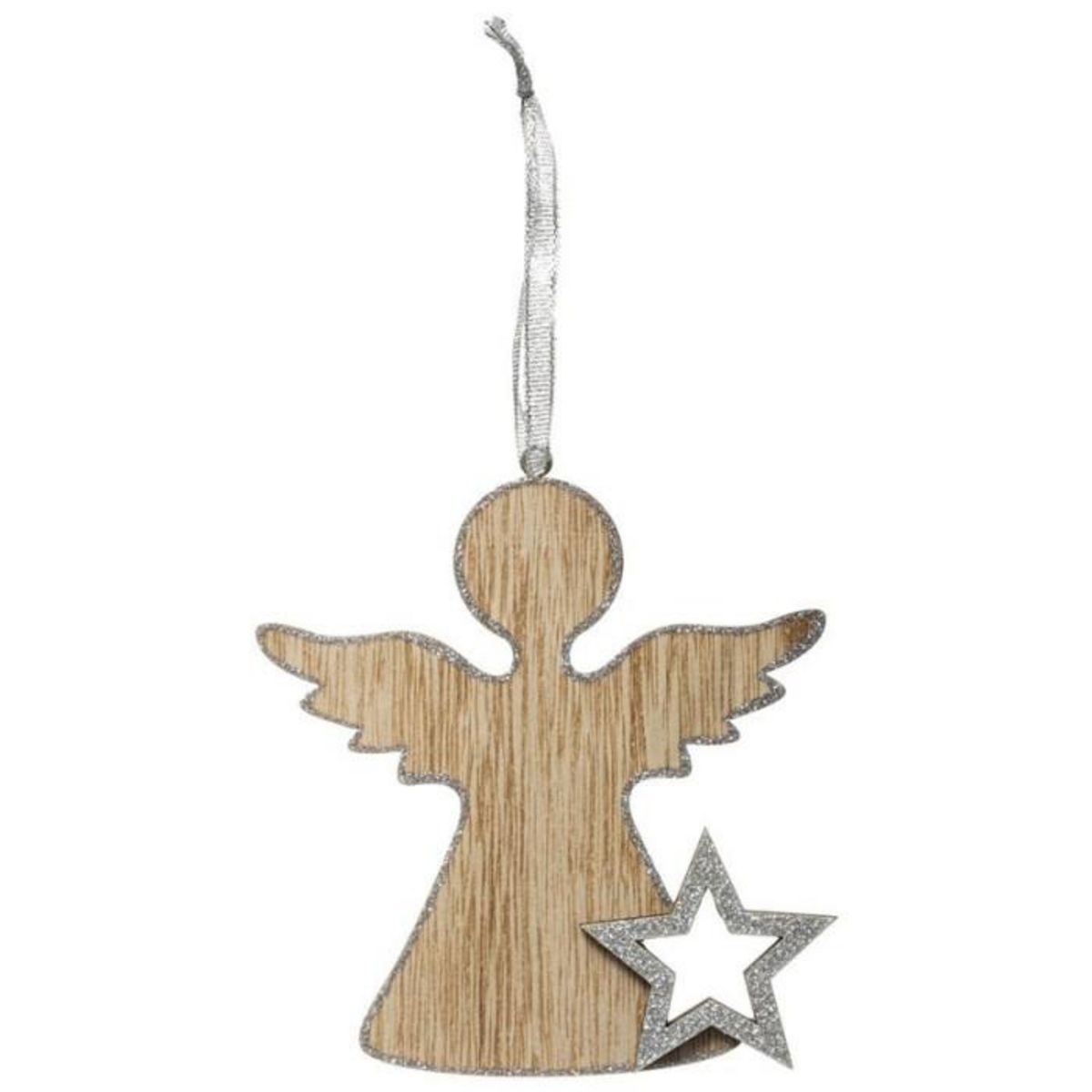 FEERIC LIGHT & CHRISTMAS Sujet de Noël Ange  Polaire  21cm Naturel & Argent