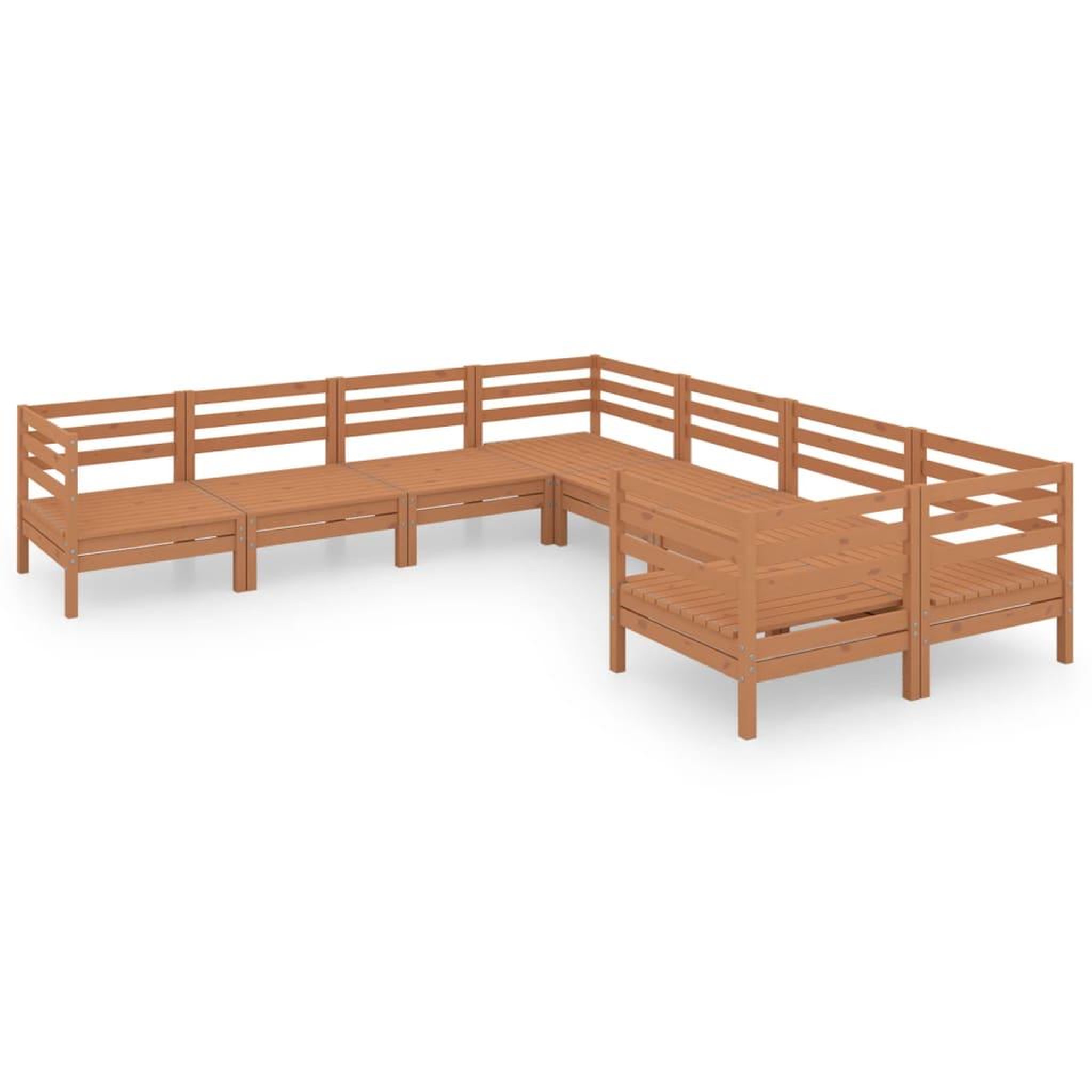 Voir la diapositive 2 : VIDAXL Salon de jardin 8 pcs Bois de pin massif Marron miel